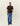 T-shirt Record Les Deux brun pour homme avec logo poitrine bleu, stylé avec un jean large et des mocassins.