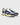 The Re-Run Americana The Mercer Brand - Baskets bleu marine et gris clair, daim et mesh, semelle crème, style retro running.