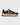 Baskets The Re-Run Americana The Mercer Brand marron foncé, maille vert clair, semelle crème, lacets blancs.