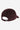 Casquette Carhartt WIP Harlem en velours côtelé bordeaux vue de dos, avec sangle réglable et boucle métallique.