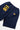 Navy blue Classic Chef Shorts by Service Works, shown from the back with brand labels on the pockets and an elastic waist.