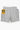 Light grey Service Works Gardener Shorts with yellow tag, elastic waist, and practical pockets on a white background.