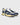 The Re-Run Americana The Mercer Brand - Baskets bleu marine et gris clair, daim et mesh, semelle crème, style retro running.