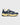 The Re-Run Americana | La Marque Mercer. Baskets bleu et crème, semelle jaune, détails jaunes, style rétro-running.
